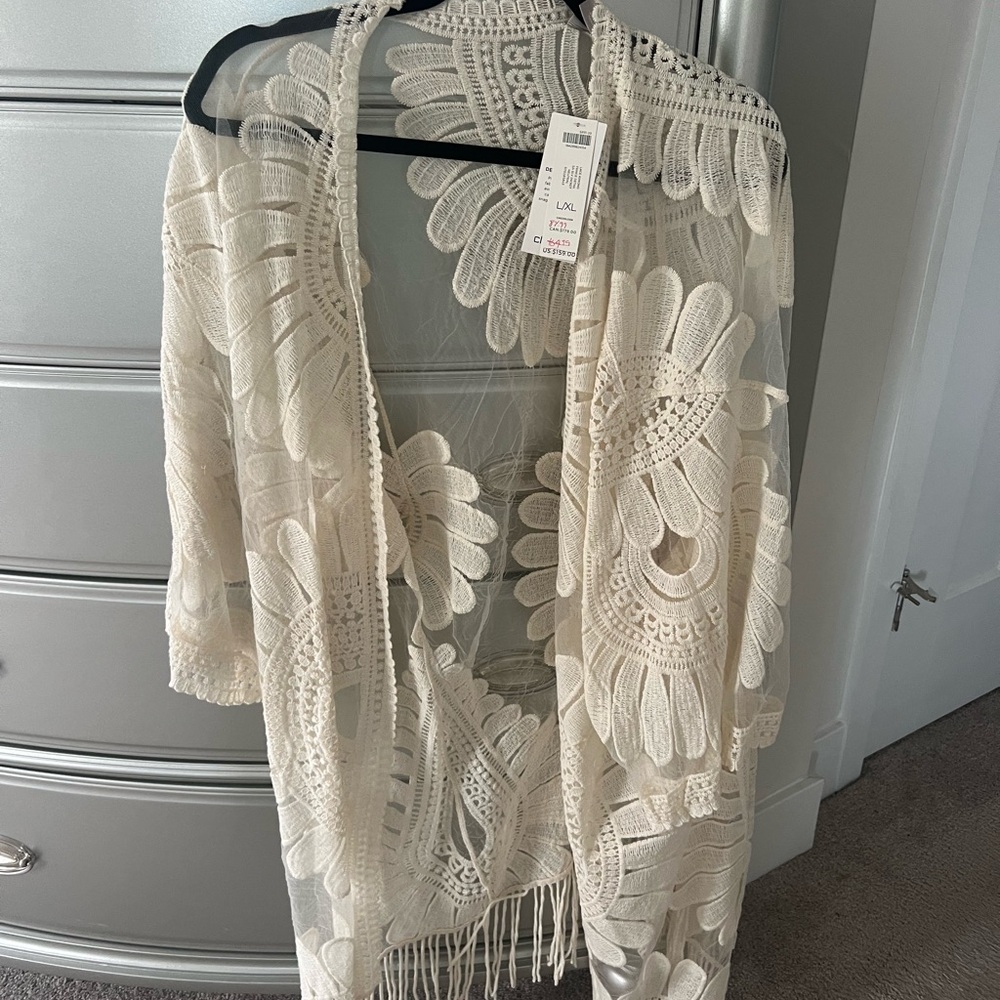 Chico's Cream Lace Kimono